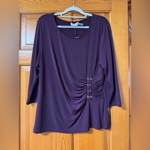 Calvin Klein Deep Purple Blouse with Lace-Up Detail